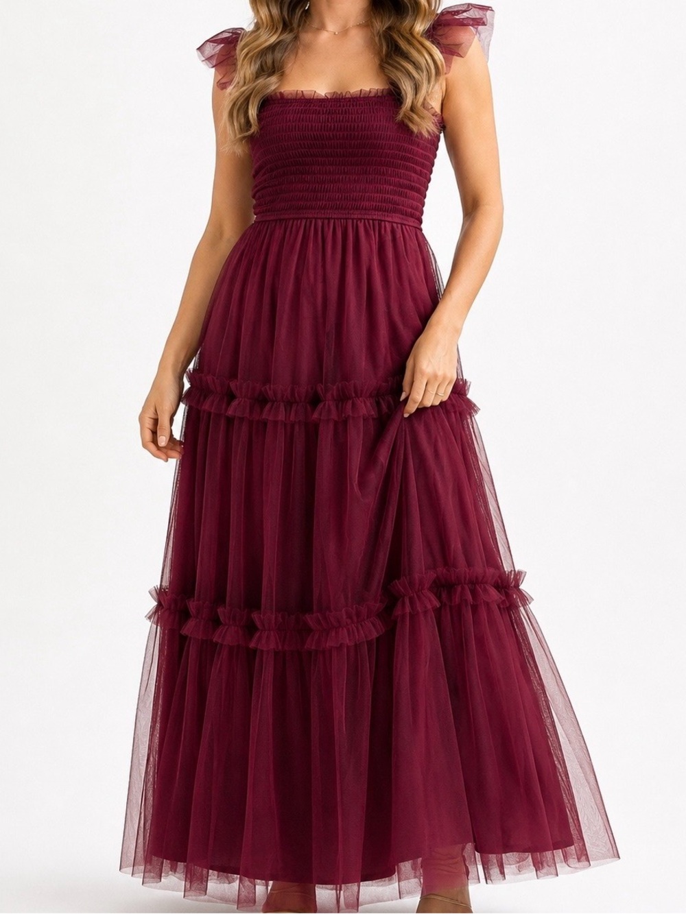 NEW Altar’d State Burgundy Red Tulle Maxi Dress Size XS and Medium Available NWT